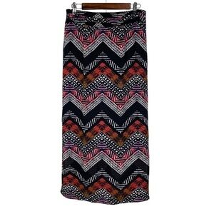 Cato Boho Chevron Crocheted 2-Layer Maxi Skirt Black‎ Lining Women's Small Black
